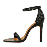 Buckle Strap Rhinestone Stiletto Shoes